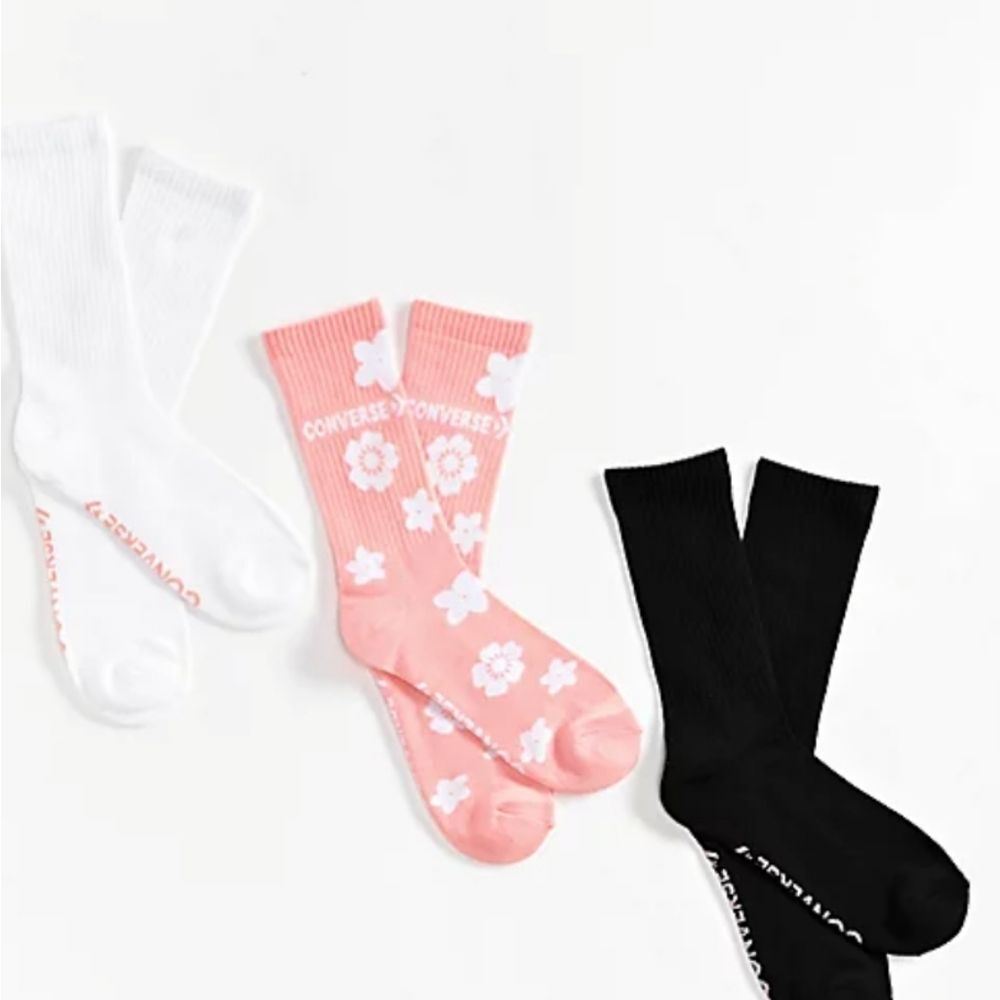 Converse Floral 3-PK Crew Socks